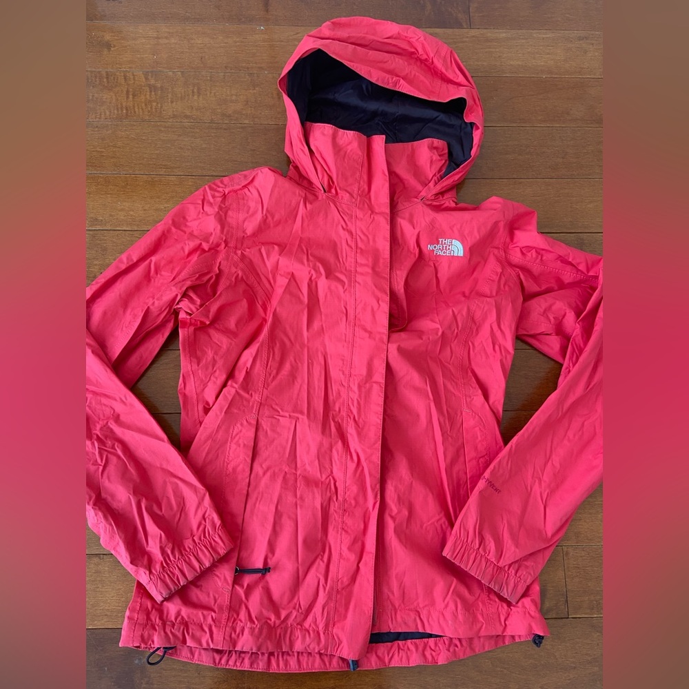 The North Face Pink Rain Jacket Small, Hooded, Waterproof, Wind Protection